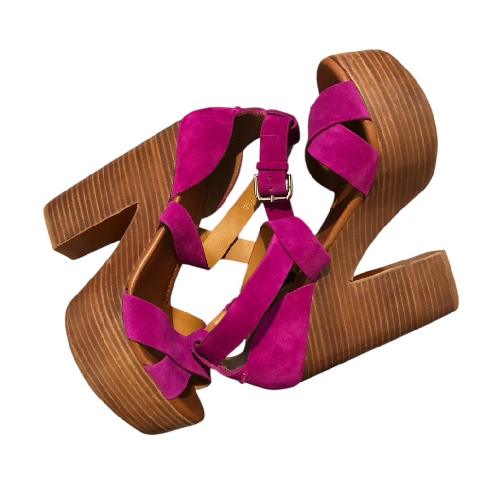 NEW Ralph Lauren Collection Alannah Fuchsia Suede Platform Heels Shoes 7.5 Gift - Picture 3 of 6